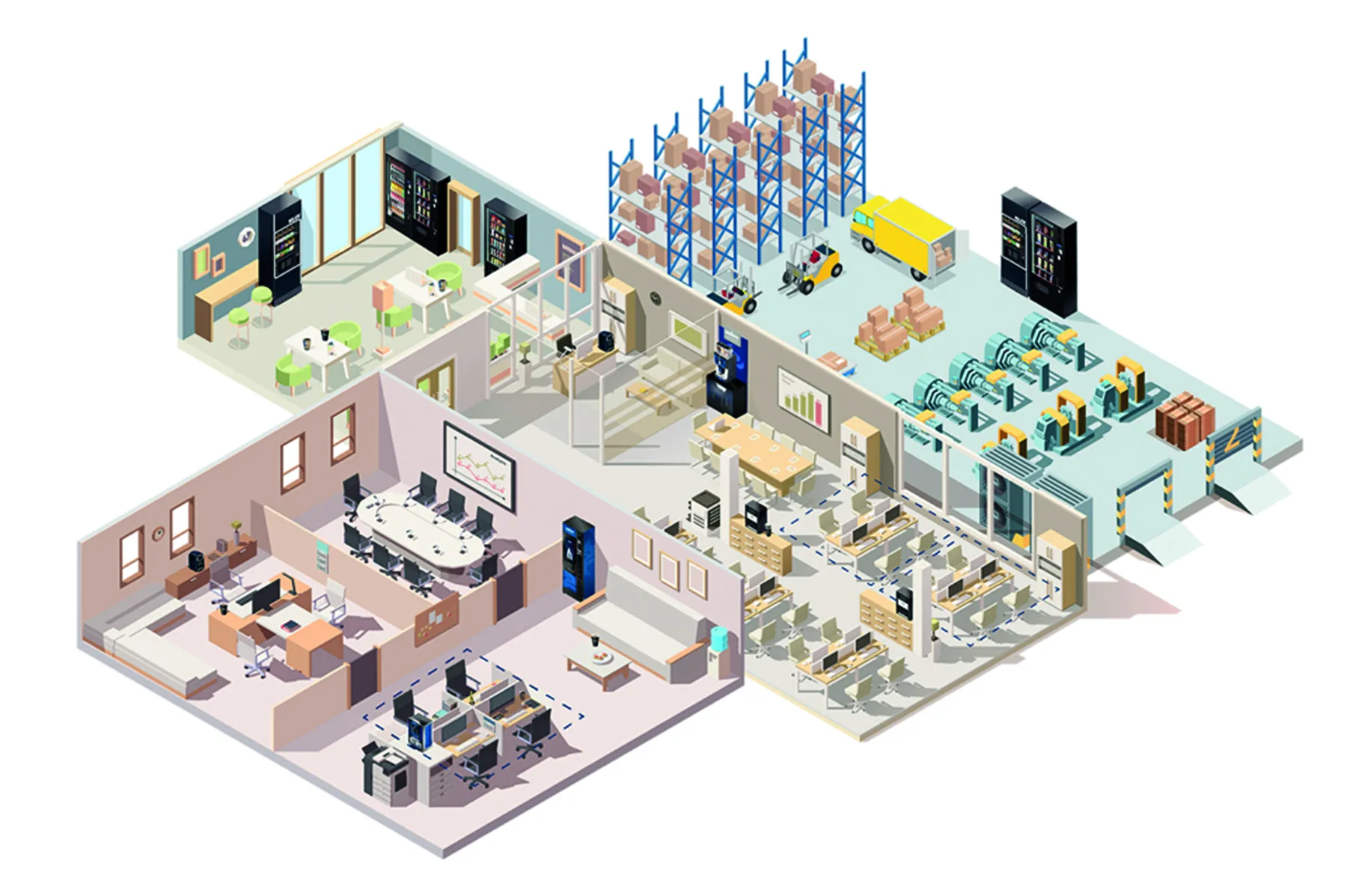 map showing how a coffee machine or vending machine could fit into your workplace